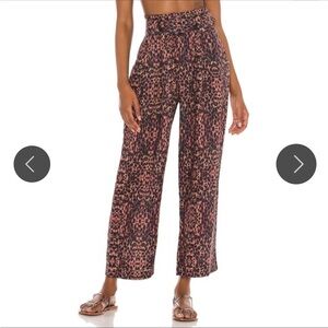 Leopard Print High Waisted Pants Solid & Striped Talia Linen
